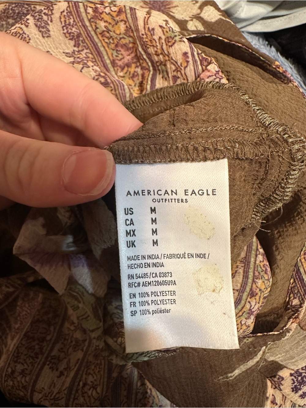 American Eagle Outfitters Brown Floral Tie-Front Boho Blouse - Picture 4 of 4